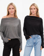 SIX FIFTY THE ANYWHERE TOP| LUREX OFF THE SHOULDER - BLACK OR SILVER