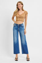Risen Tummy Control Mid Rise Crop Wide Clean Cut Hem