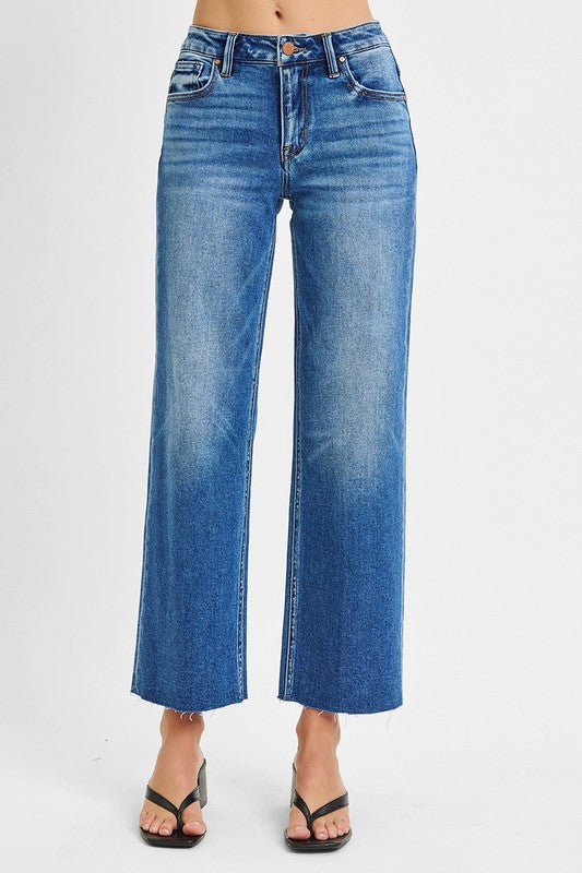 Risen Tummy Control Mid Rise Crop Wide Clean Cut Hem