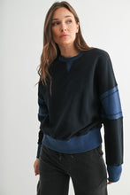 Varsity Colorblock Fleece Crewneck - Deep Navy