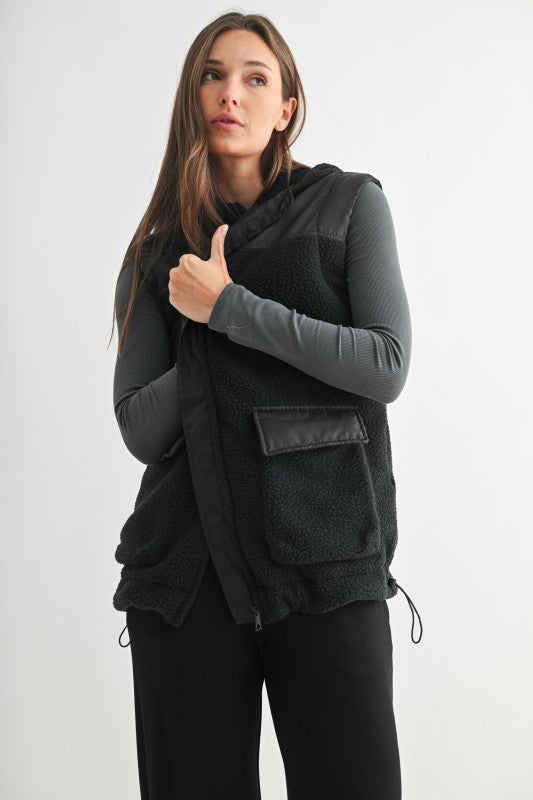Alpine Fleece Zip Up Hooded Vest - Deep Navy (More Black IMO)