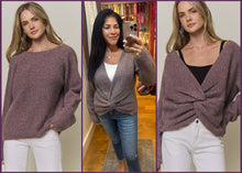 Convertible Twist Detail Knit Sweater in Purple Multi