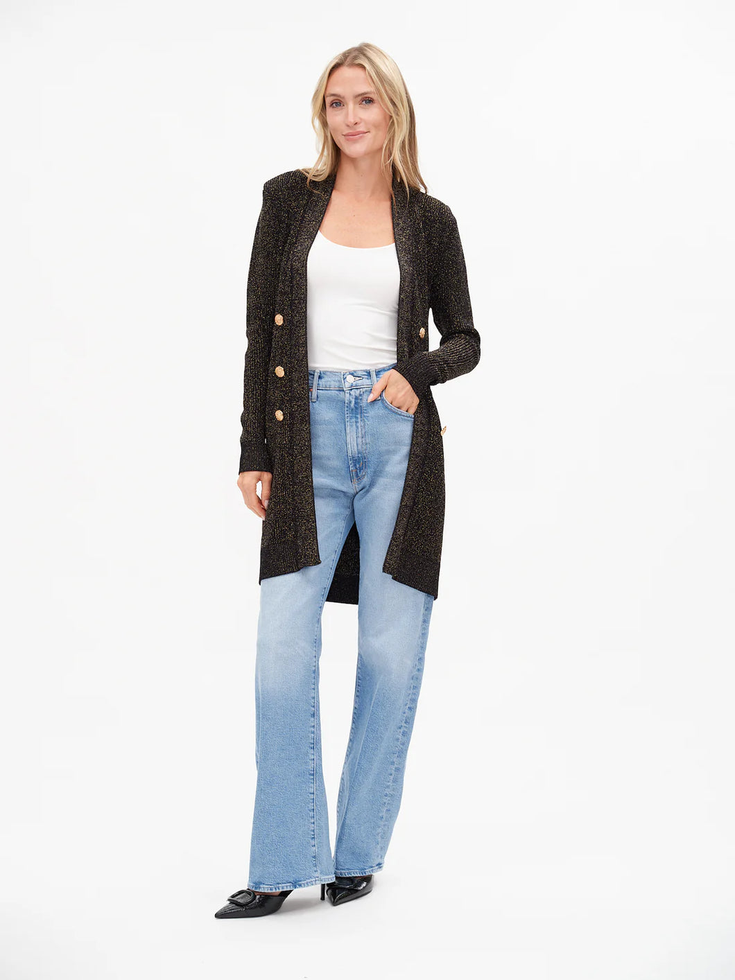 SIX FIFTY Samantha Lurex Front Tie Cardigan - Black