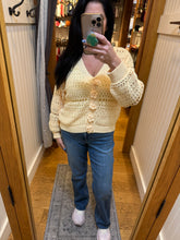 POL soft, open-knit sweater cardigan - Dandelion, Lime or Powder Blue