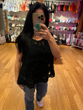 POL round neck sleeveless relaxed fit top in crochet - Rose Pink