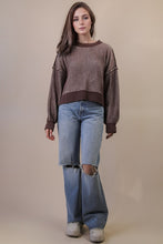 Two Tone Striped Casual Stripe Sweater Top - Chocolate Or Pink