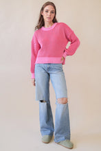Two Tone Striped Casual Stripe Sweater Top - Chocolate Or Pink
