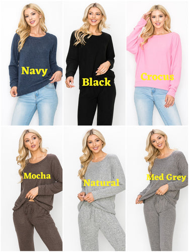 BRUSHED SOFT HACCI  L/S CREW RAGLAN - ASSORTED COLORS