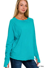COTTON RAGLAN SLEEVE THUMBHOLE TOP - ASSORTED COLORS