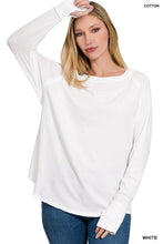 COTTON RAGLAN SLEEVE THUMBHOLE TOP - ASSORTED COLORS