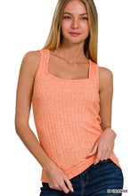 RIBBED SQUARE NECK SLEEVELESS TOP - ASSORTED COLORS