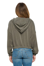 Ariella Cropped L/s Hoodie W/ Zipper - Brown or Olive