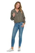 Ariella Cropped L/s Hoodie W/ Zipper - Brown or Olive