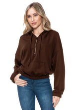 Ariella Cropped L/s Hoodie W/ Zipper - Brown or Olive