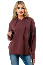 Ariella Hoodie W/ Sequin Detail - Black, Chocolate, Wine or Navy