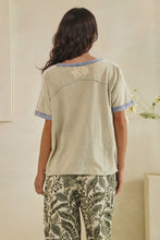 Embroidered With Contrast Ringer Detailed Top - Green Bay