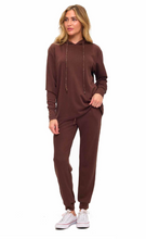 Ariella Jogger Pants With Pockets & Sequin Drawstring Detail - Black or Chocolate