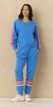 Vintage Havana Seabright Blue W/ Neon Stripe Twill Tape Fleece Crew