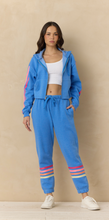 Vintage Havana Seabright Blue W/ Neon Stripe TwillTape Fleece Zip Up