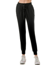 Ariella Jogger Pants With Pockets & Sequin Drawstring Detail - Black or Chocolate