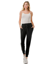 Ariella Jogger Pants With Pockets & Sequin Drawstring Detail - Black or Chocolate