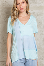POL short sleeve, relaxed fit ,V-neckline jersey tee - Aqua, Black, Off White