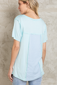POL short sleeve, relaxed fit ,V-neckline jersey tee - Aqua, Black, Off White