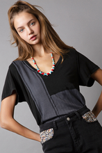 POL short sleeve, relaxed fit ,V-neckline jersey tee - Aqua, Black, Off White