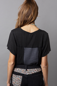 POL short sleeve, relaxed fit ,V-neckline jersey tee - Aqua, Black, Off White