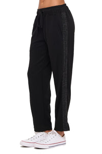 Ariella Slim Leg Contrast Pant In Scuba - Black