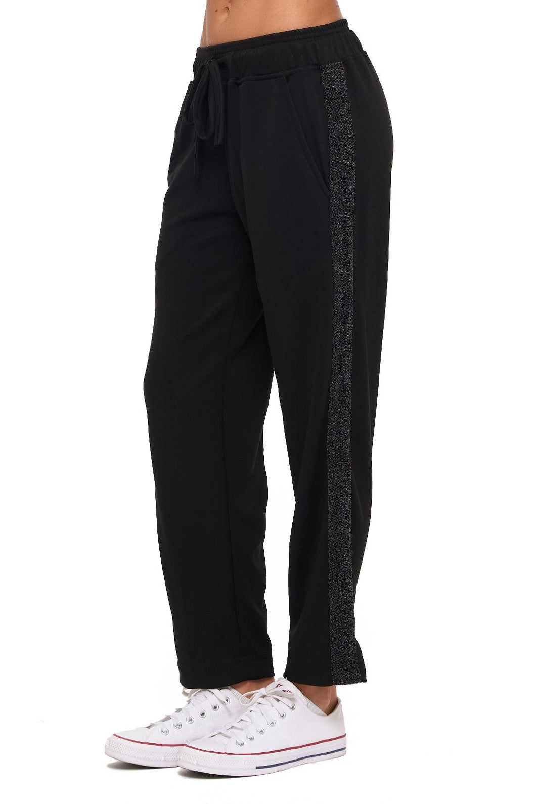 Ariella Slim Leg Contrast Pant In Scuba - Black