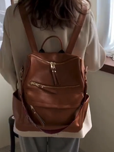 Solid Vegan Leather Convertible Backpack - Black, Camel or Grey