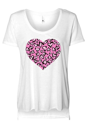 Pink Leopard Heart 💖 T-Shirt - White