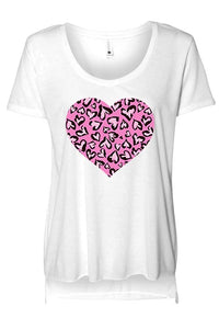 Pink Leopard Heart 💖 T-Shirt - White