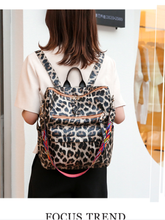 Leopard Vegan Leather Convertible Backpack - Grey or Tan
