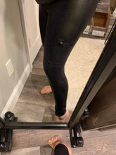 Mono B RED - Triple Zippered Pocket Highwaist Foil Leggings - Black