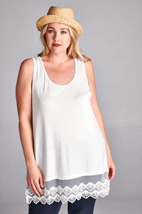 Plus Size Lace Trim Tunic Top Extender - Assorted Colors