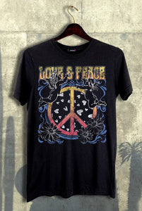 LOVE & PEACE GRAPHIC TEE - BLACK OR CHARCOAL