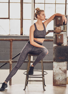 Mono B  High Waist Leopard Print Activewear Leggings - Mocha
