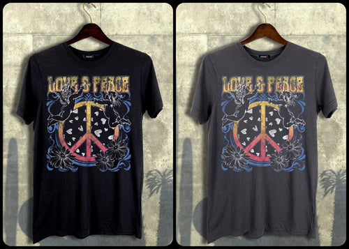 LOVE & PEACE GRAPHIC TEE - BLACK OR CHARCOAL