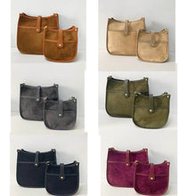 Suede Messenger Bags w/ Matching Adjustable Solid Strap - Assorted Colors