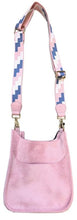 AHDORNED MINI FAUX SUEDE MESSENGER W/1.5" PRINTED ADJUSTABLE WEB STRAP - ASSORTED COLORS