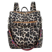 Leopard Vegan Leather Convertible Backpack - Grey or Tan