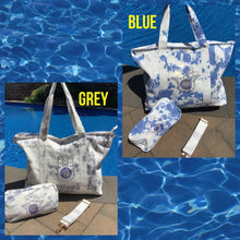 Bling Hamsa Tiedye Canvas Tote Bag, Pouch & Strap Set - Blue or Grey