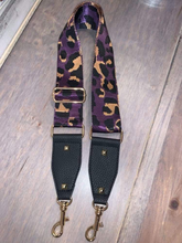 2" ADJUSTABLE ANIMAL PRINT BAG STRAP WITH VEGAN LEATHER  - PURPLE or TURQUOISE