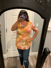 TIE DYE THERMAL WAFFLE V NECK TOP WITH STRAPPED - ASSORTED COLORS