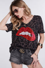 FEATURING SEQUINS LIP PATCH AND LEOPARD - Charcoal or Taupe