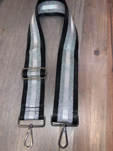 Black/White/Metallic Silver Stripe 2” Adjustable Handbag Strap
