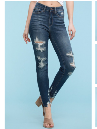 PLUS JUDY BLUE HIGH RISE CROPPED SKINNY