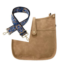 Nubuck Suede Vegan Messenger w/ Abstract Strap - Sand